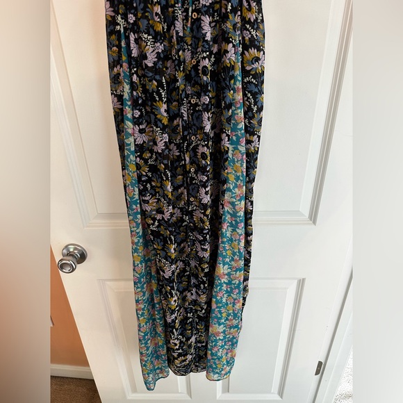 Intimately by Free People Black and Blue Smocked Button-up Maxi - Picture 3 of 8